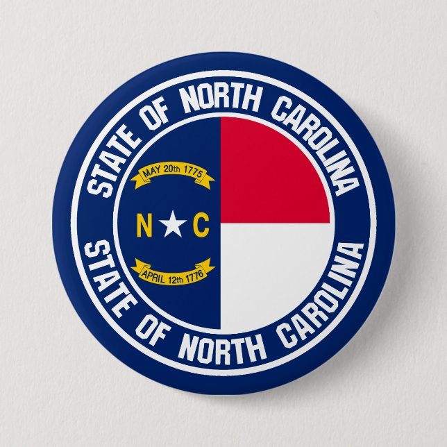 Badge Rond 7,6 Cm Emblème rond de Caroline du Nord (Devant)