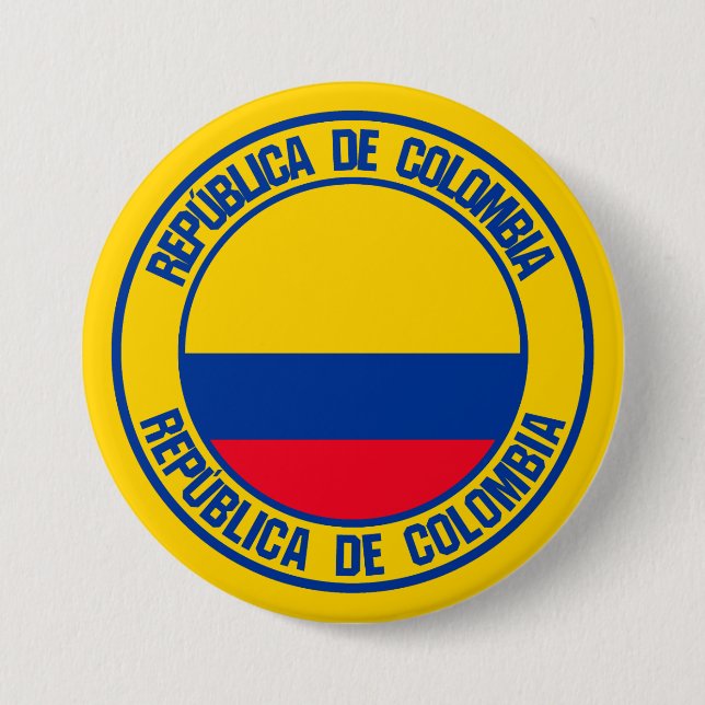 Badge Rond 7,6 Cm Emblème rond de la Colombie (Devant)