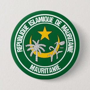 Badge Rond 7,6 Cm Emblème rond de la Mauritanie