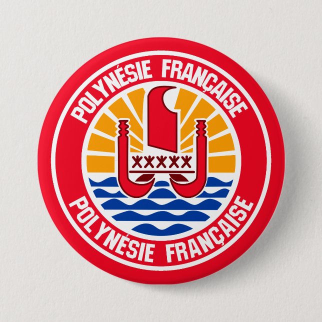 Badge Rond 7,6 Cm Emblème rond de la Polynésie française (Devant)