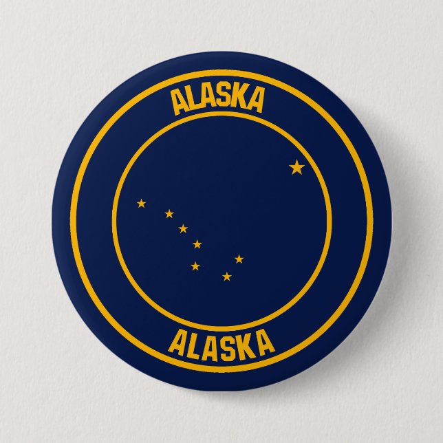 Badge Rond 7,6 Cm Emblème rond de l'Alaska (Devant)