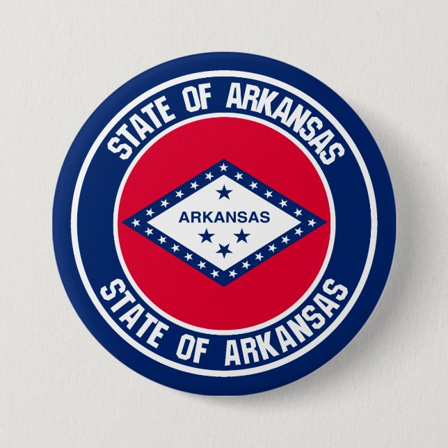 Badge Rond 7,6 Cm Emblème rond de l'Arkansas (Devant)