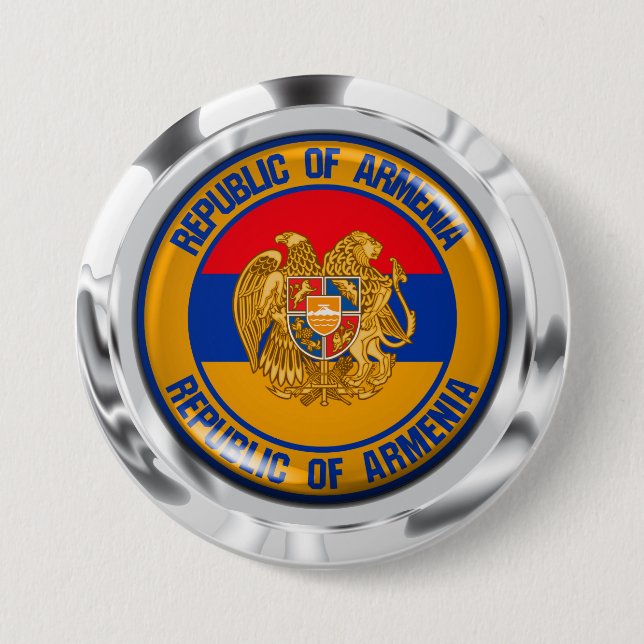 Badge Rond 7,6 Cm Emblème rond de l'Arménie (Devant)