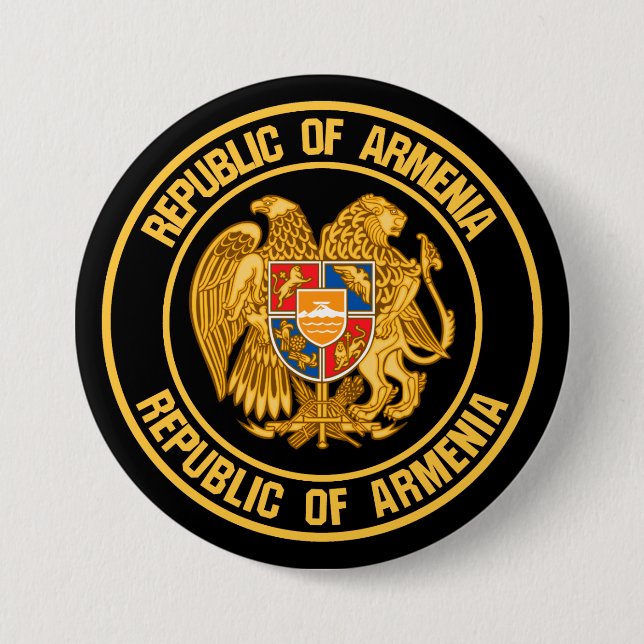 Badge Rond 7,6 Cm Emblème rond de l'Arménie (Devant)