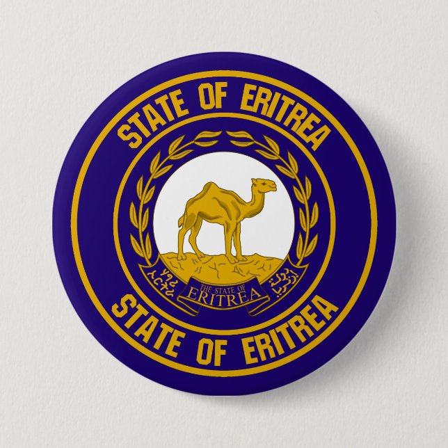Badge Rond 7,6 Cm Emblème rond de l'Érythrée (Devant)