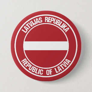 Badge Rond 7,6 Cm Emblème rond de Lettonie