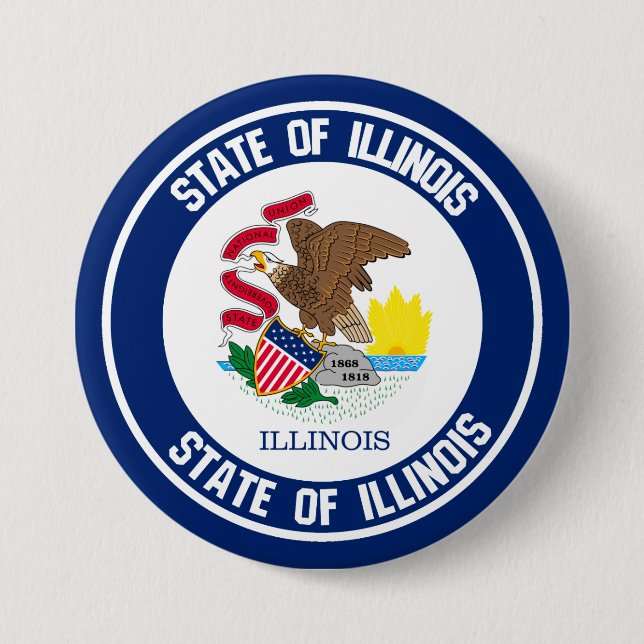 Badge Rond 7,6 Cm Emblème rond de l'Illinois (Devant)