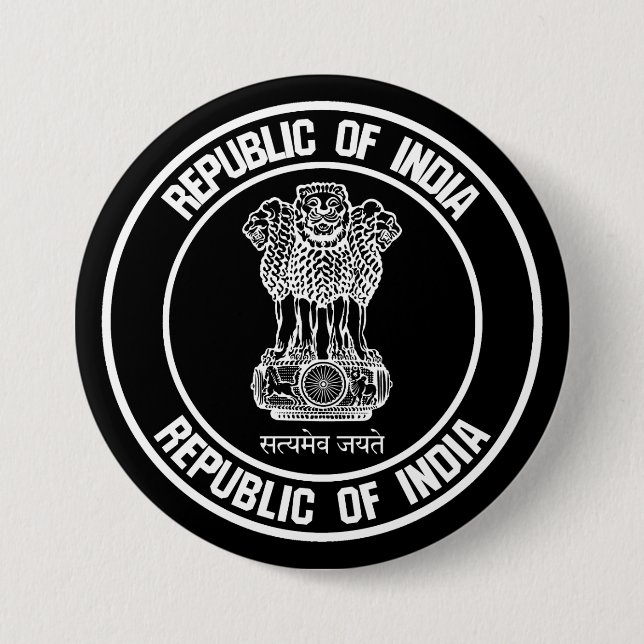 Badge Rond 7,6 Cm Emblème rond de l'Inde (Devant)