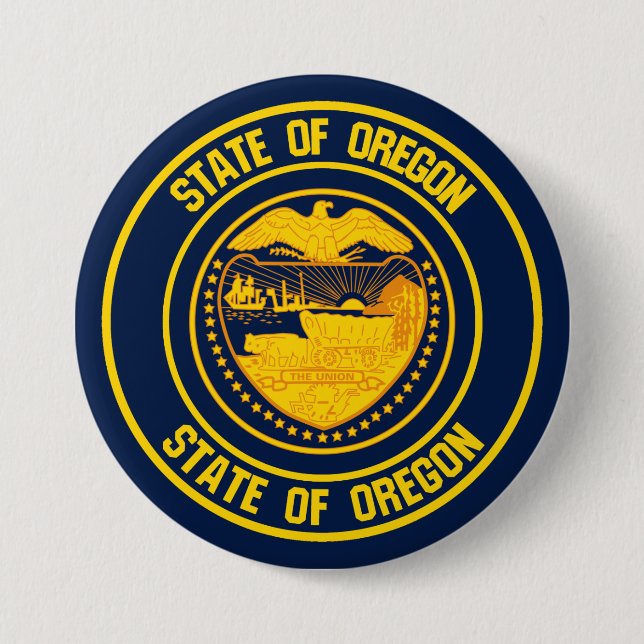 Badge Rond 7,6 Cm Emblème rond de l'Oregon (Devant)