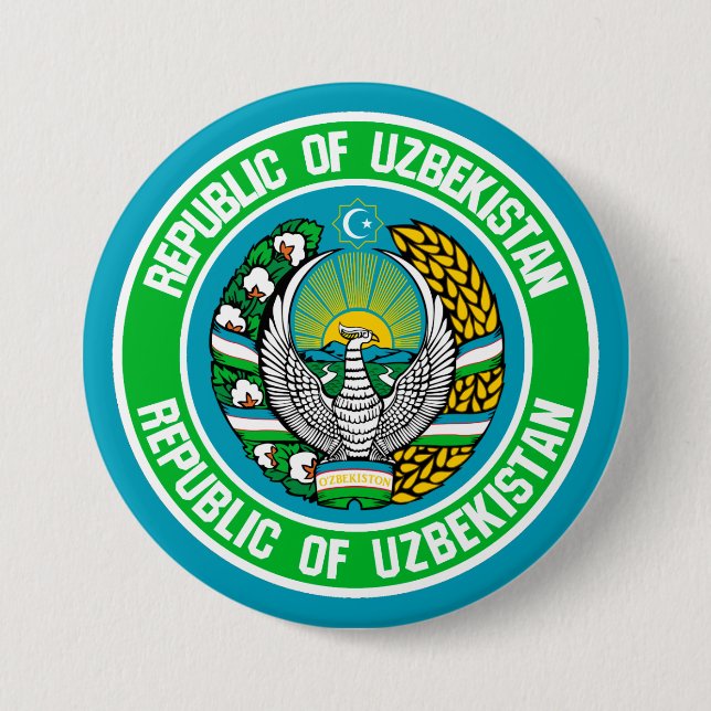 Badge Rond 7,6 Cm Emblème rond de l'Ouzbékistan (Devant)
