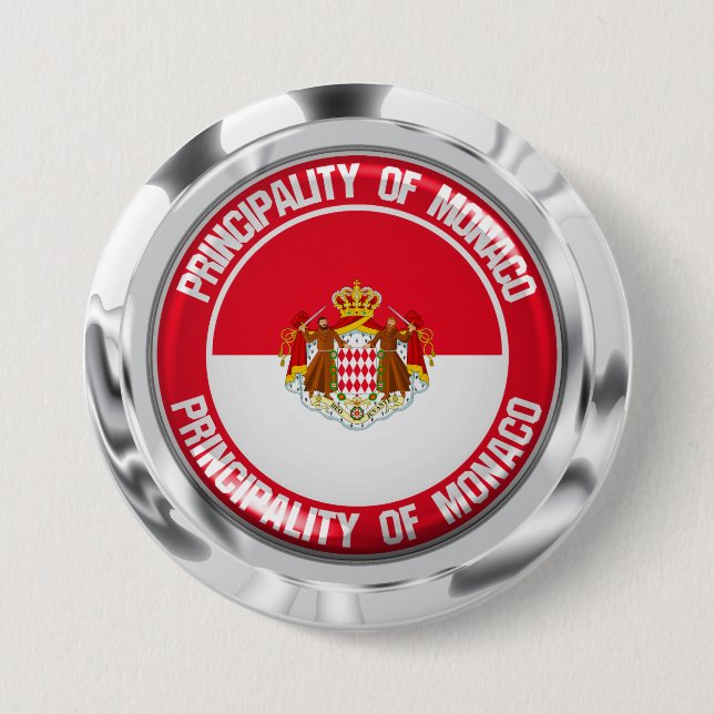 Badge Rond 7,6 Cm Emblème rond de Monaco (Devant)