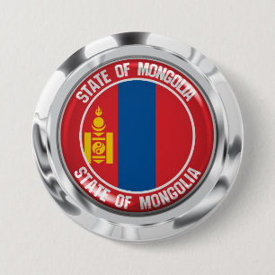 Badge Rond 7,6 Cm Emblème rond de Mongolie