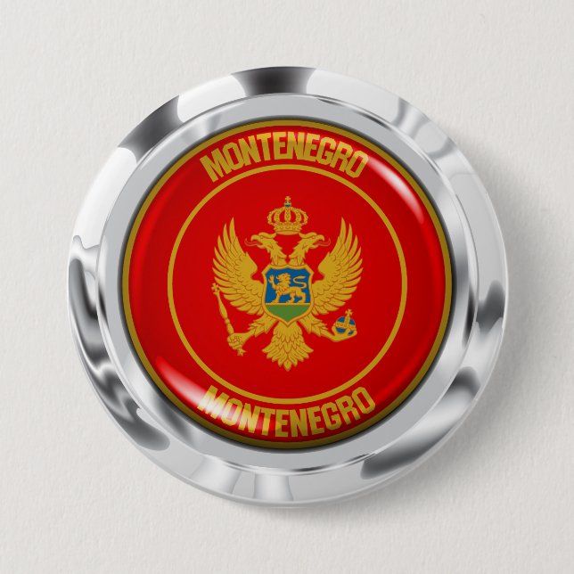 Badge Rond 7,6 Cm Emblème rond de Monténégro (Devant)