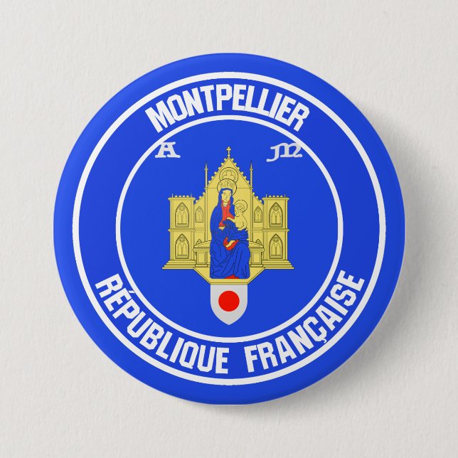 Badge Rond 7,6 Cm Emblème rond de Montpellier (Devant)