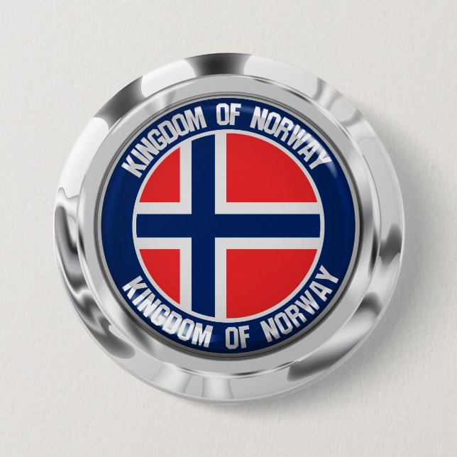Badge Rond 7,6 Cm Emblème rond de Norvège (Devant)
