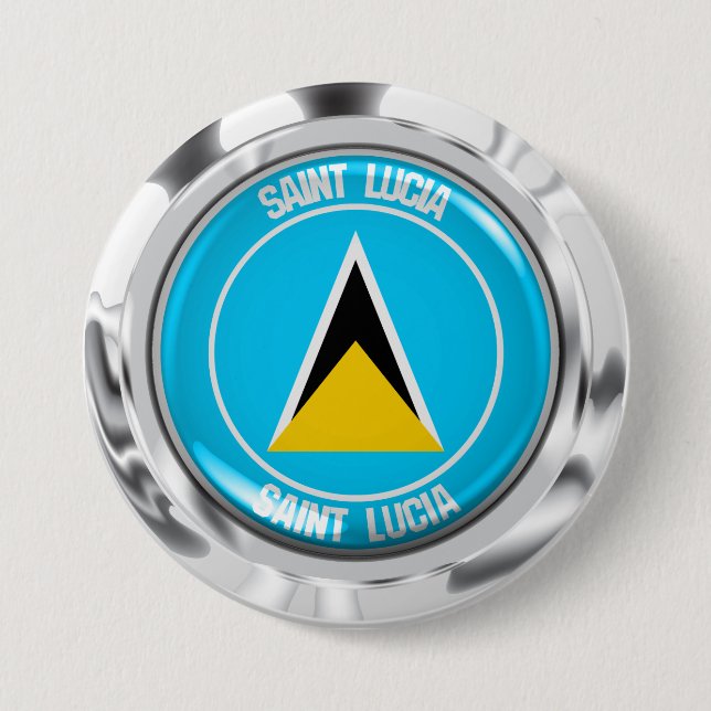 Badge Rond 7,6 Cm Emblème rond de Sainte-Lucie (Devant)
