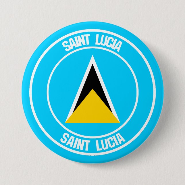 Badge Rond 7,6 Cm Emblème rond de Sainte-Lucie (Devant)