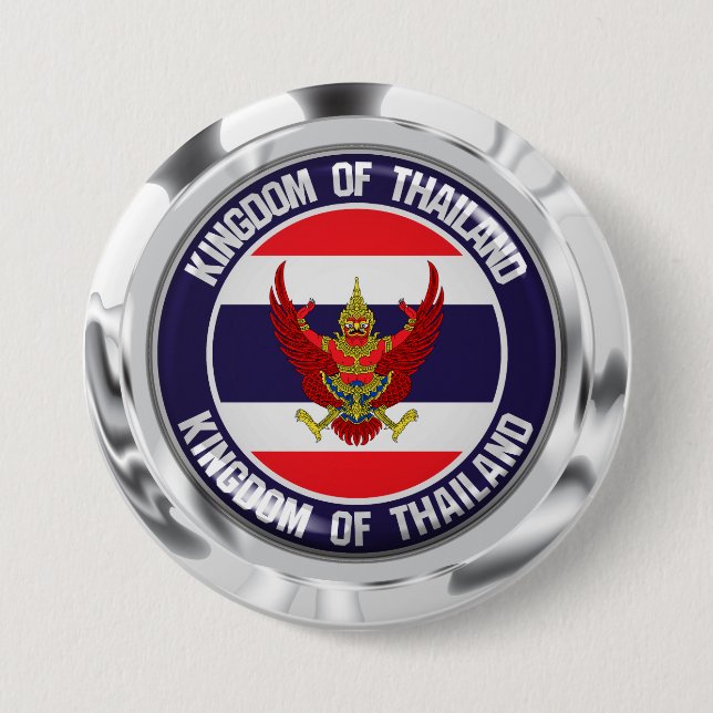 Badge Rond 7,6 Cm Emblème rond de Thaïlande (Devant)