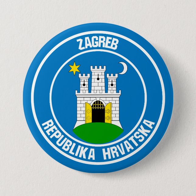Badge Rond 7,6 Cm Emblème rond de Zagreb (Devant)