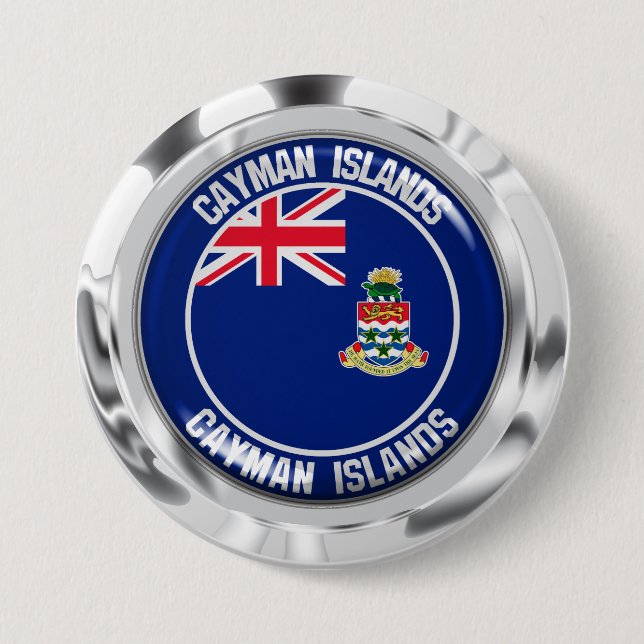 Badge Rond 7,6 Cm Emblème rond des îles Caïmans (Devant)