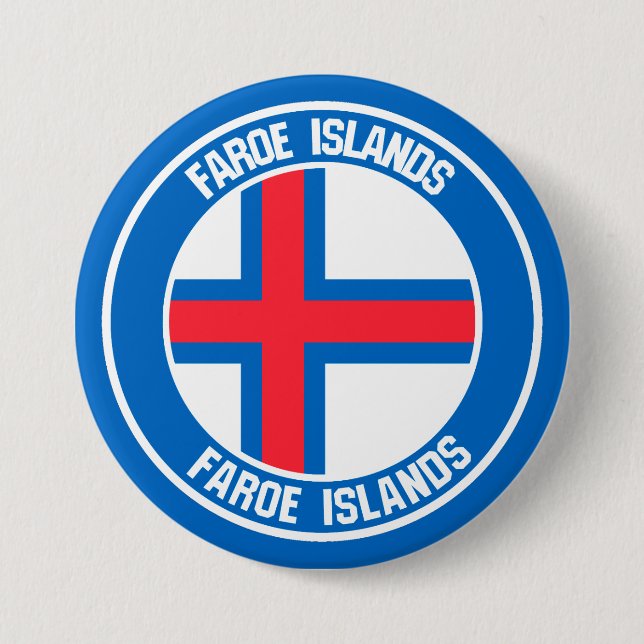 Badge Rond 7,6 Cm Emblème rond des îles Féroé (Devant)
