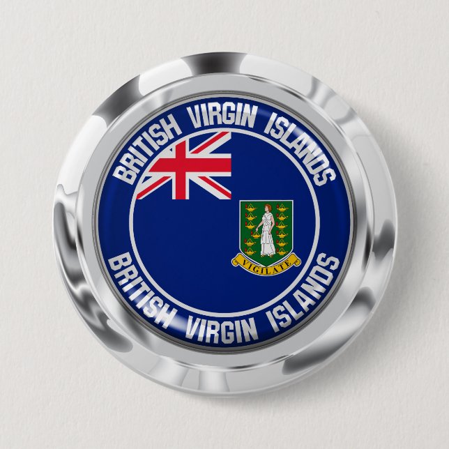 Badge Rond 7,6 Cm Emblème rond des Îles Vierges britanniques (Devant)
