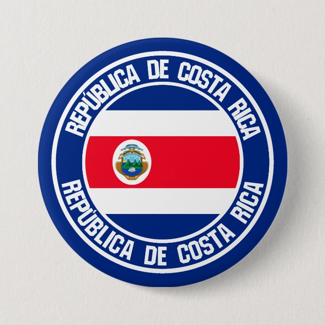 Badge Rond 7,6 Cm Emblème rond du Costa Rica (Devant)