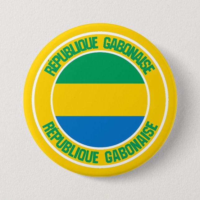 Badge Rond 7,6 Cm Emblème rond du Gabon (Devant)