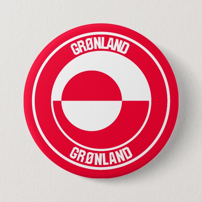 Badge Rond 7,6 Cm Emblème rond du Groenland (Devant)