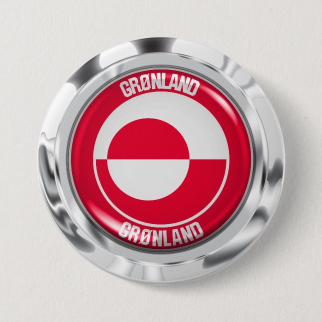 Badge Rond 7,6 Cm Emblème rond du Groenland (Devant)