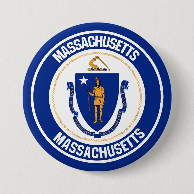 Badge Rond 7,6 Cm Emblème rond du Massachusetts (Devant)