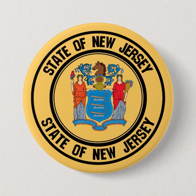 Badge Rond 7,6 Cm Emblème rond du New Jersey (Devant)