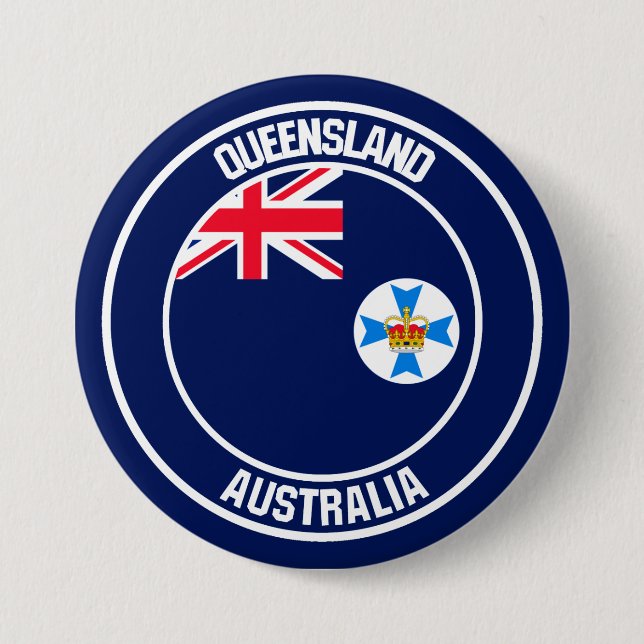 Badge Rond 7,6 Cm Emblème rond du Queensland (Devant)