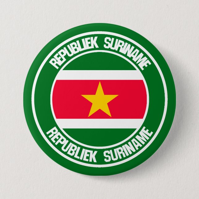 Badge Rond 7,6 Cm Emblème rond du Suriname (Devant)