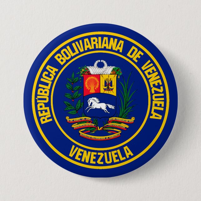 Badge Rond 7,6 Cm Emblème rond du Venezuela (Devant)