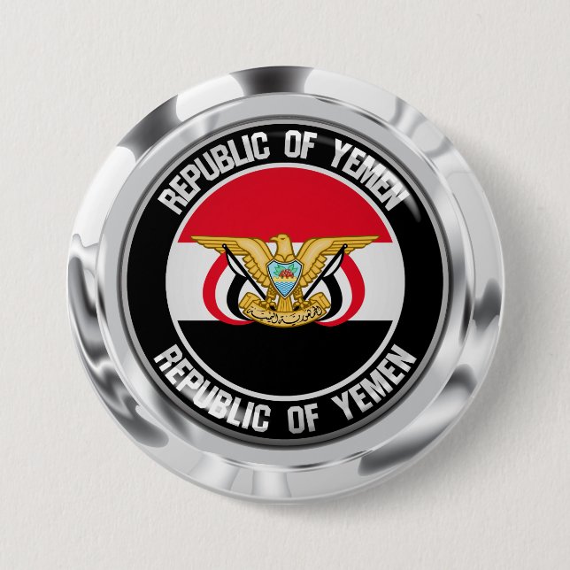 Badge Rond 7,6 Cm Emblème rond du Yémen (Devant)