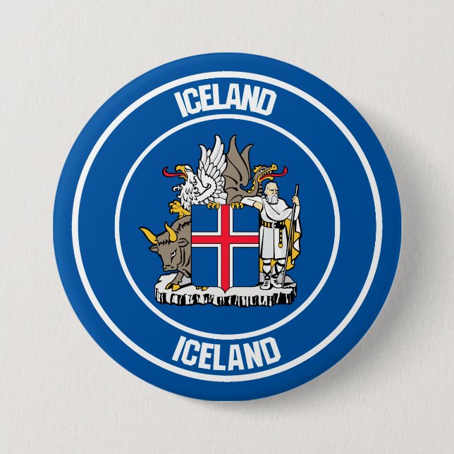 Badge Rond 7,6 Cm Emblème rond Islande (Devant)