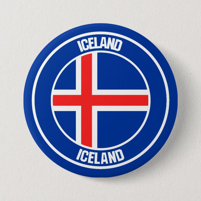 Badge Rond 7,6 Cm Emblème rond Islande (Devant)