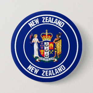 Badge Rond 7,6 Cm Emblème rond néo-zélandais