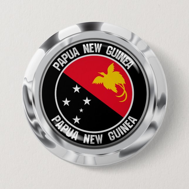 Badge Rond 7,6 Cm Emblème rond Papouasie-Nouvelle-Guinée (Devant)