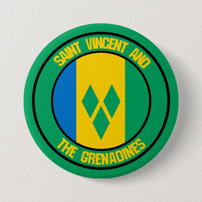 Badge Rond 7,6 Cm Emblème rond Saint-Vincent-et-les Grenadines (Devant)