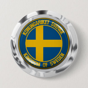 Badge Rond 7,6 Cm Emblème rond Suède