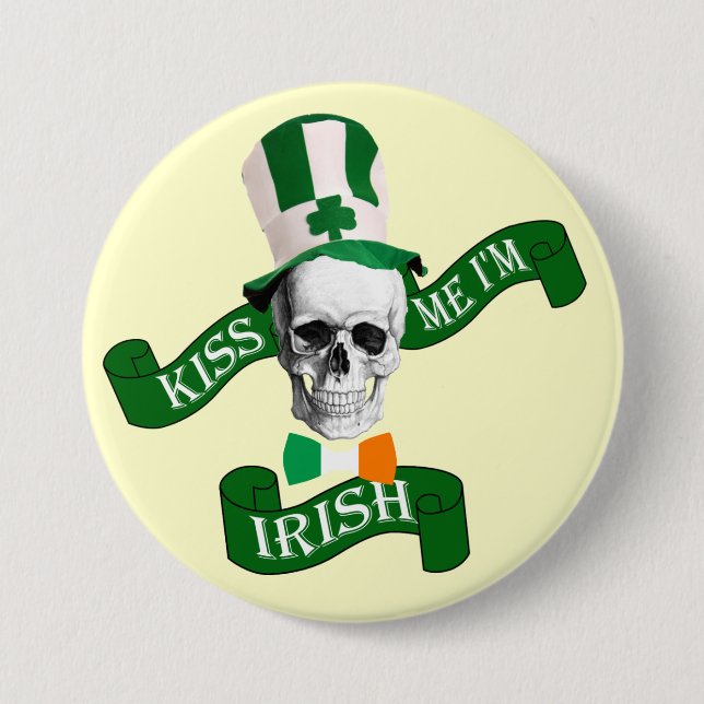 Badge Rond 7,6 Cm Embrasse-moi Je suis la Saint Patrick irlandaise (Devant)