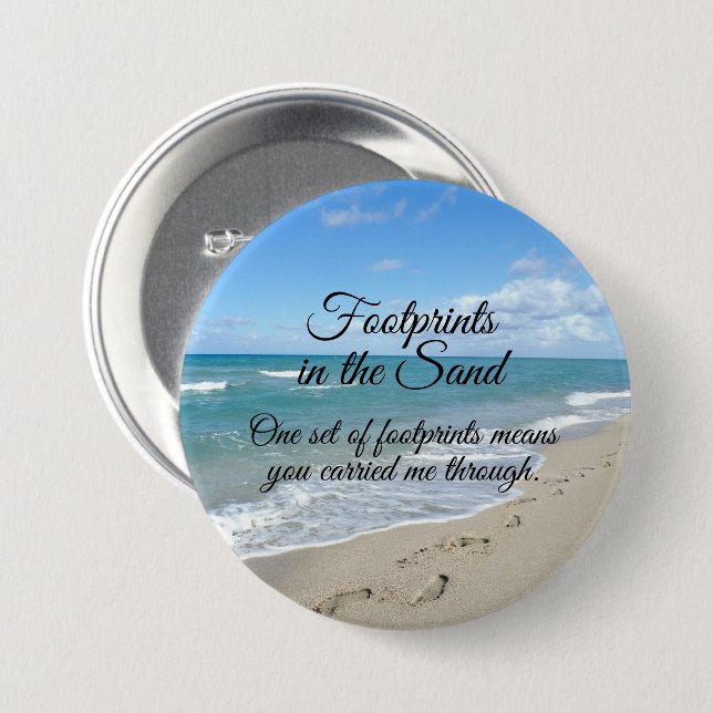 Badge Rond 7,6 Cm Empreintes dans le Sable Inspirational Christian (Devant & derrière)
