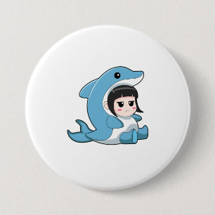 Badge Rond 7,6 Cm Enfant avec costume de dauphin