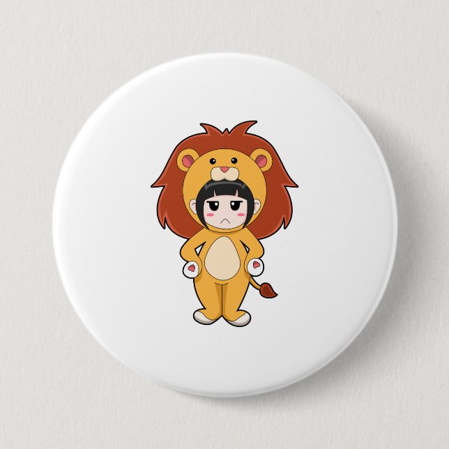 Badge Rond 7,6 Cm Enfant avec costume de lion (Devant)
