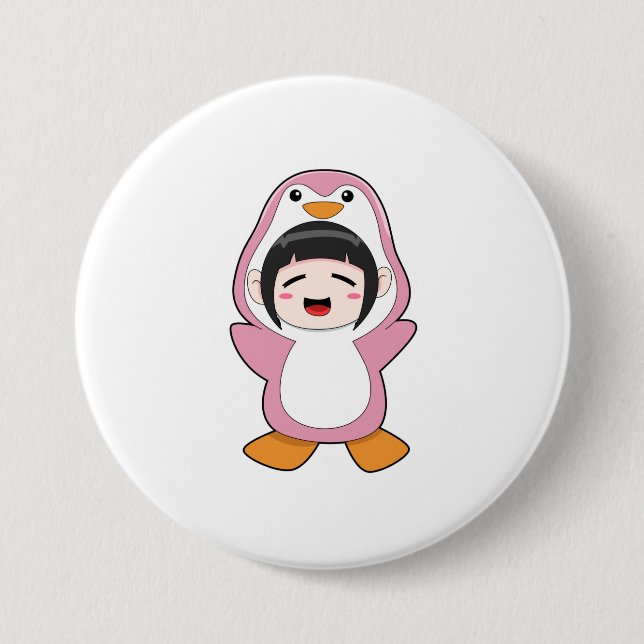 Badge Rond 7,6 Cm Enfant avec costume de pingouin (Devant)