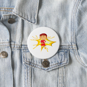 Badge Rond 7,6 Cm Enfant boxeur en gants rouges et short