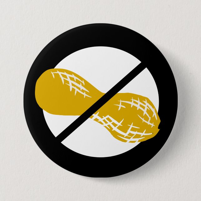 Badge Rond 7,6 Cm Enfants libres d'allergie d'écrou d'arachide noire (Devant)