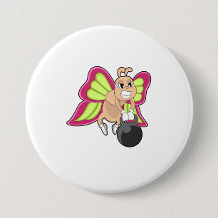 Badge Rond 7,6 Cm Entraînement en force Papillon Haltère